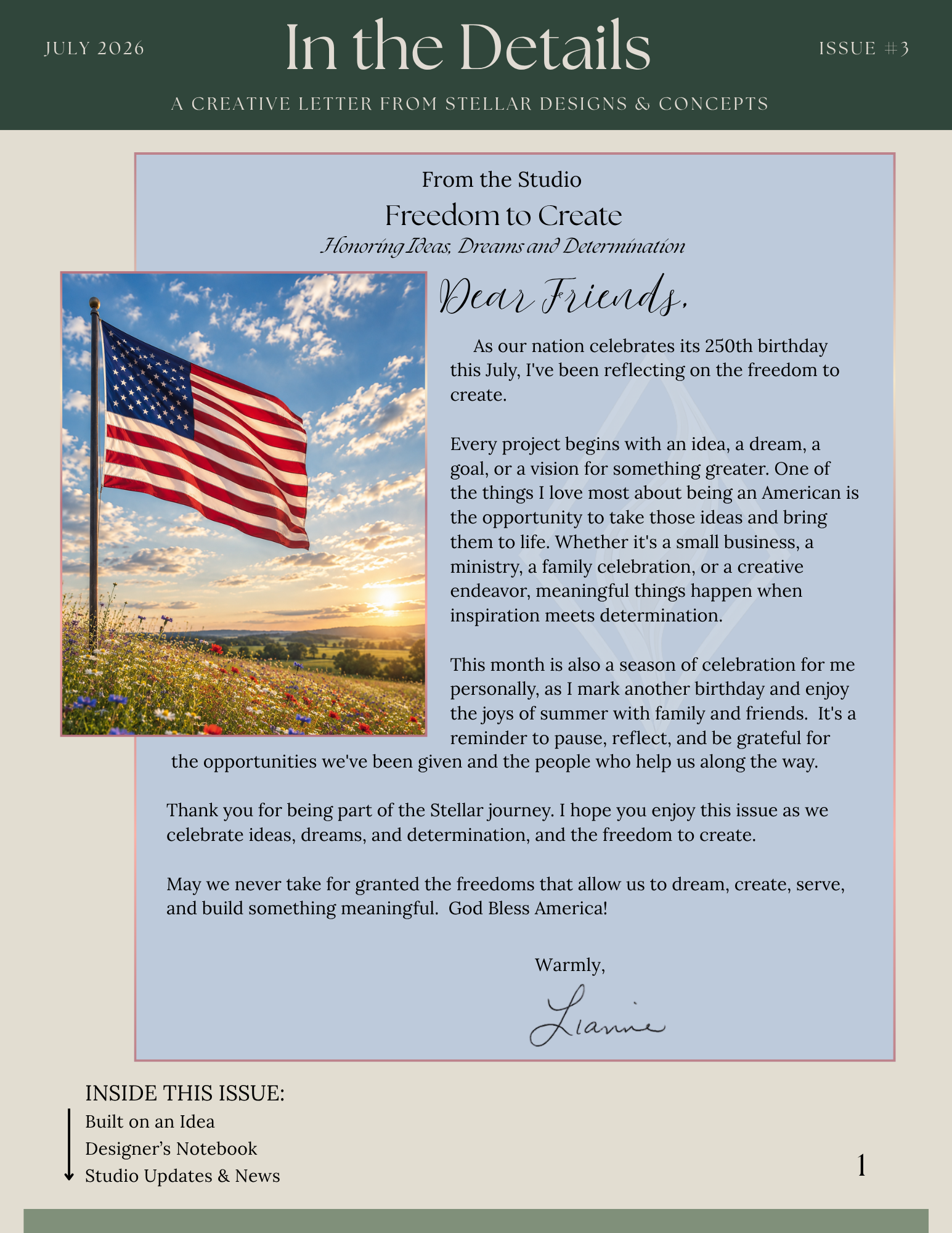 "In the Details" Newsletters for Stellar Designs & Concepts